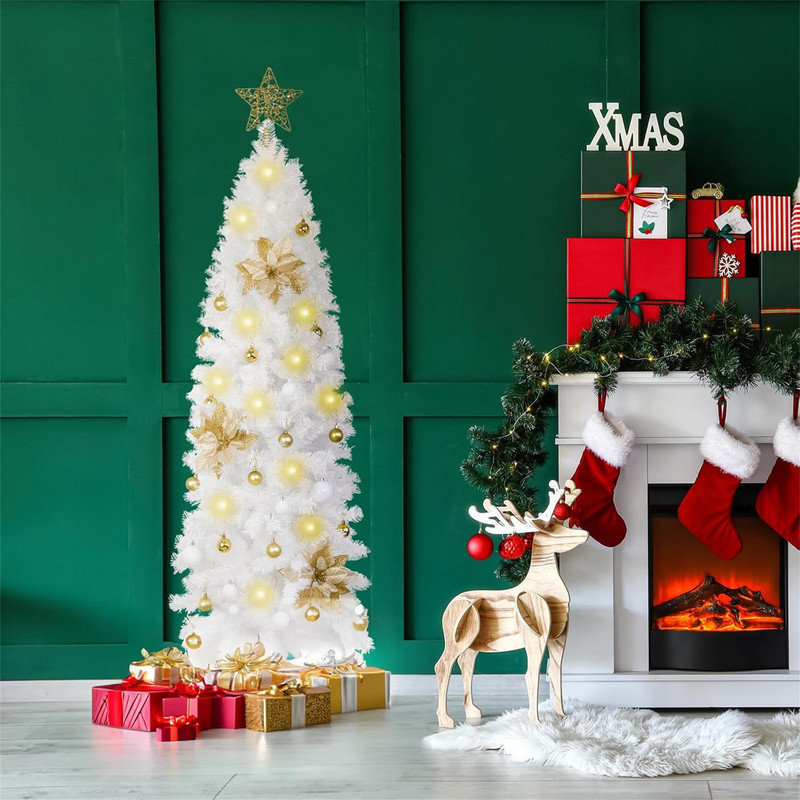 Pencil christmas tree with lights discount